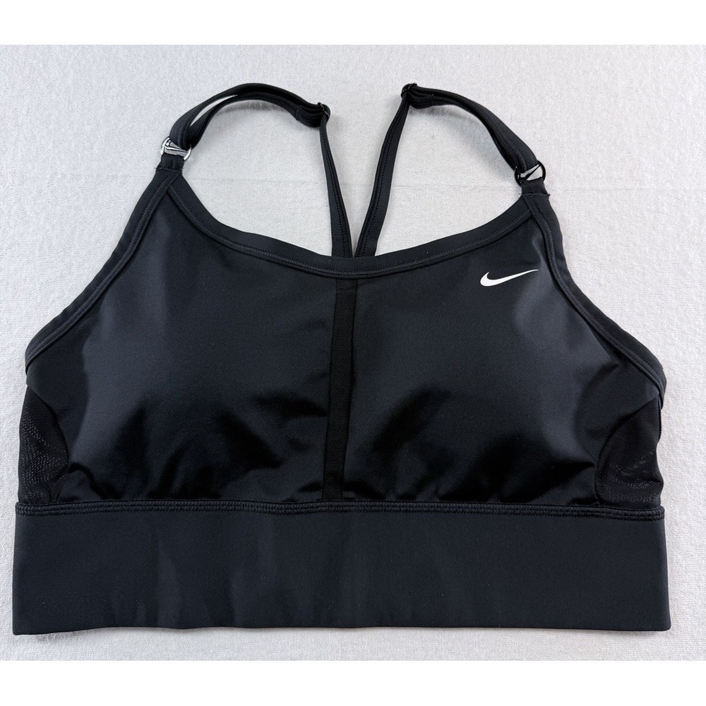 Nike Womens Size L Indy Racerback Light Support Sports Bra Solid Black - Picture 1 of 10
